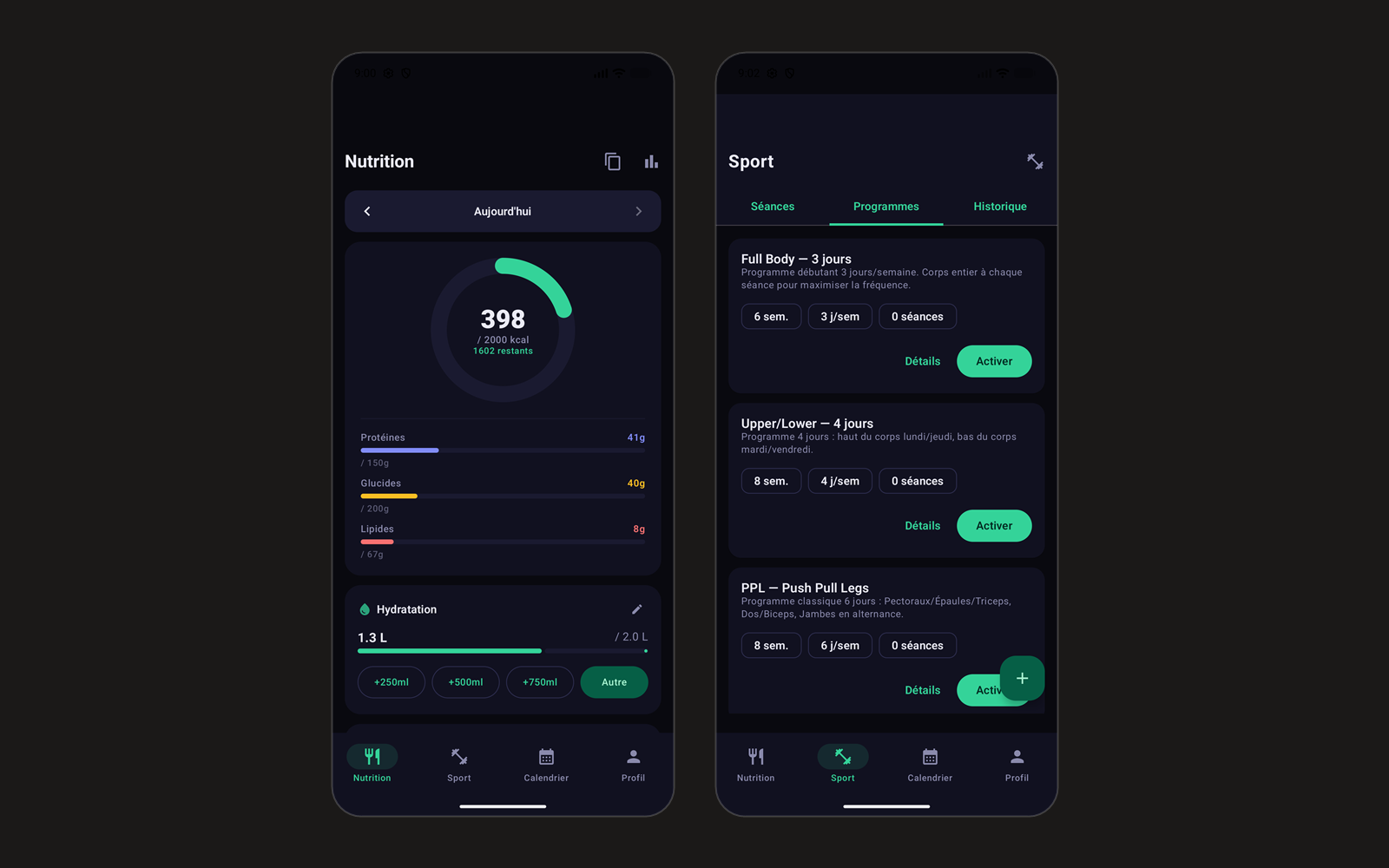 Aperçu du projet Kalos — Fitness & Nutrition